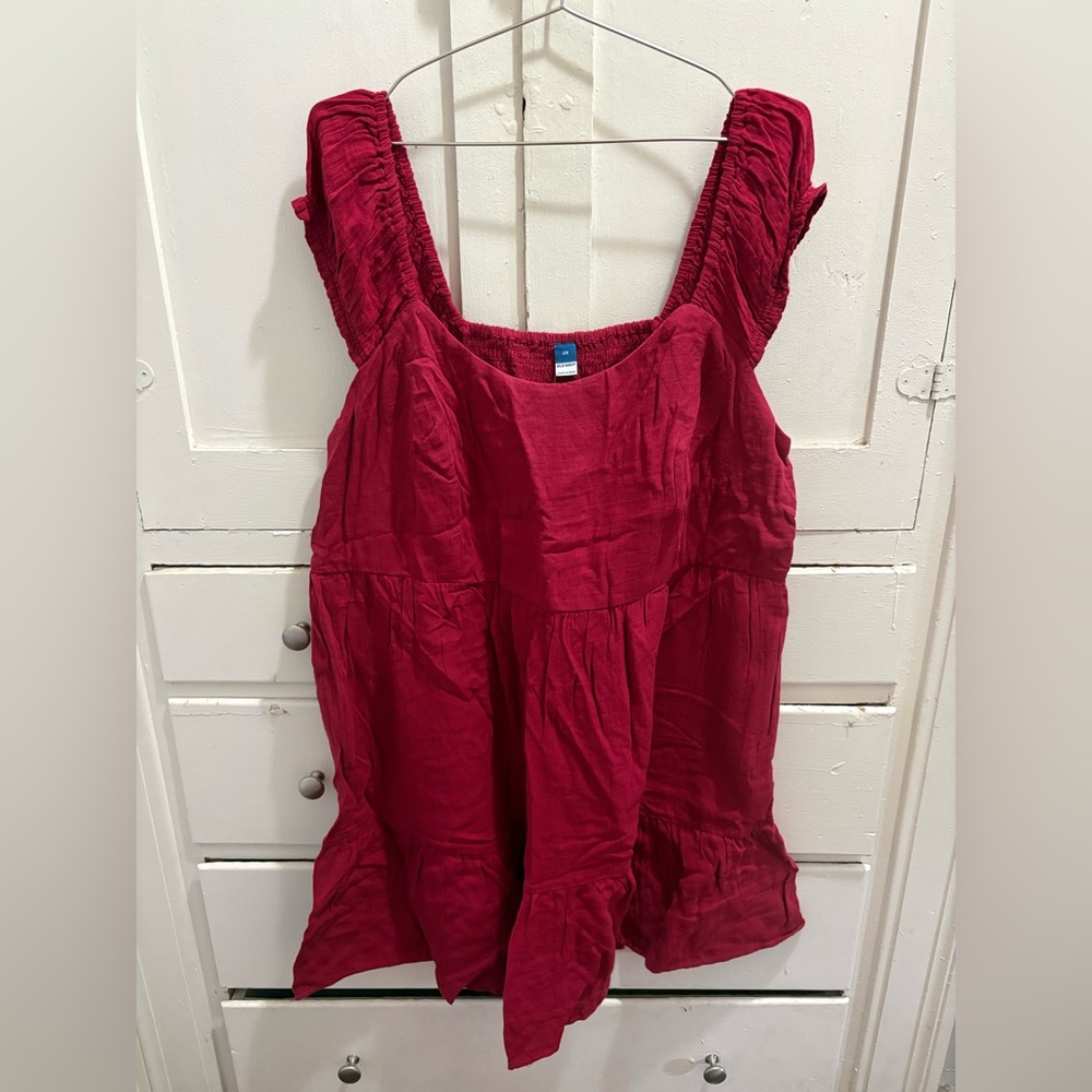 NWT Old Navy 2X Red Cotton Babydoll Mini Dress